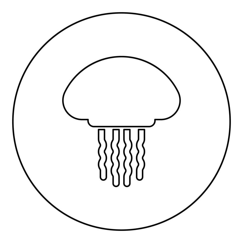 manet medusa marina djur undervattensikonen i cirkel rund svart färg vektorillustration fast kontur stilbild vektor