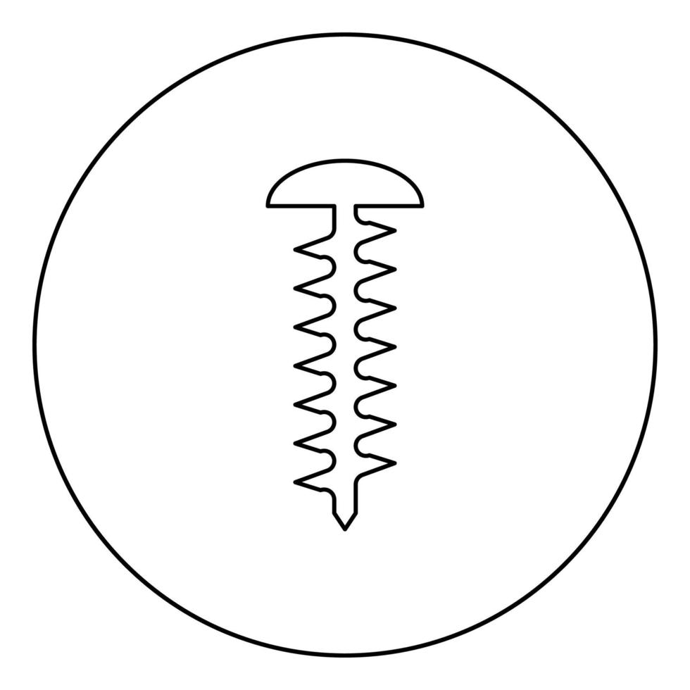 runda skruv självgängande hårdvara konstruktion element ikon i cirkel rund kontur svart färg vektor illustration platt stil bild