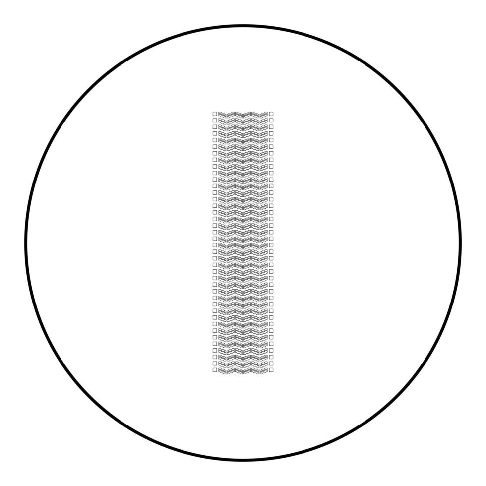 däckspårtryck av hjul bildäck avtryck bilikon i cirkel rund svart färg vektorillustration solid kontur stilbild vektor