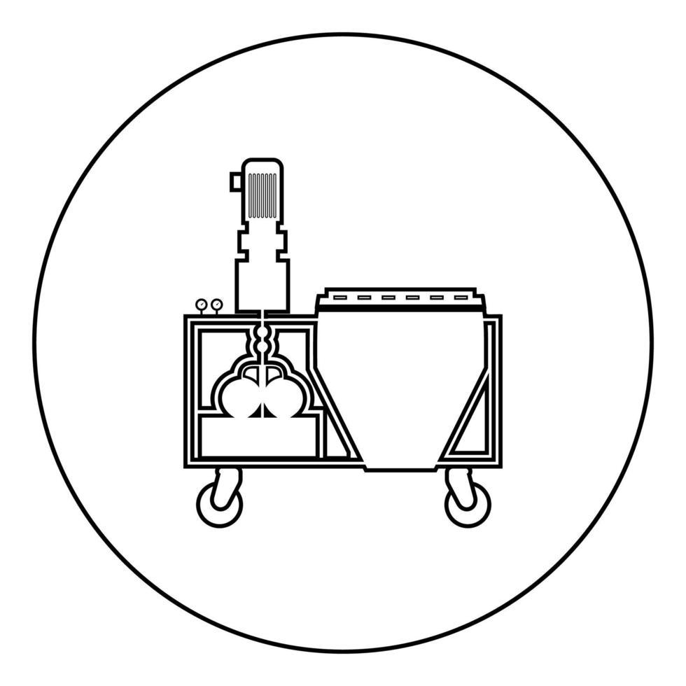 Putzstation Wanddekoration Maschine Lösung Mischsymbol im Kreis runden Umriss schwarz Farbe Vektor Illustration flachen Stil Bild