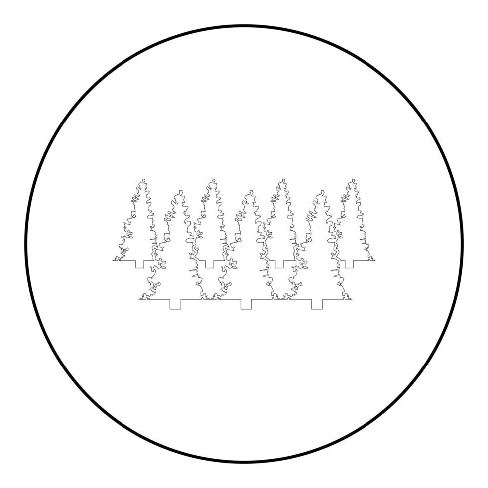 Wald Tanne Fichte Symbol im Kreis rund schwarz Farbe Vektor Illustration solide Umriss Stil Bild