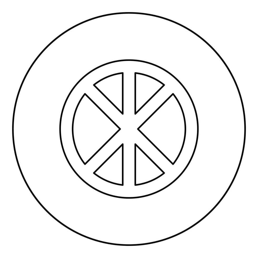 kors rund cirkel på bröd konceptdelar kropp kristus oändlighetstecken i religiös ikon i cirkel rund kontur svart färg vektorillustration platt stilbild vektor