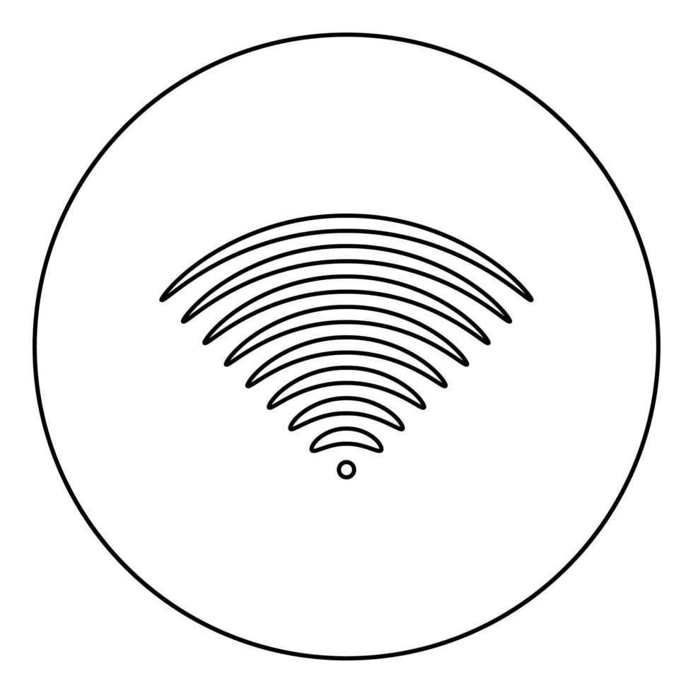 Radiowellen-Tonsignal ein Richtungssender-Symbol im flachen Stilbild des Kreises runder Umriss schwarze Farbvektorillustration vektor