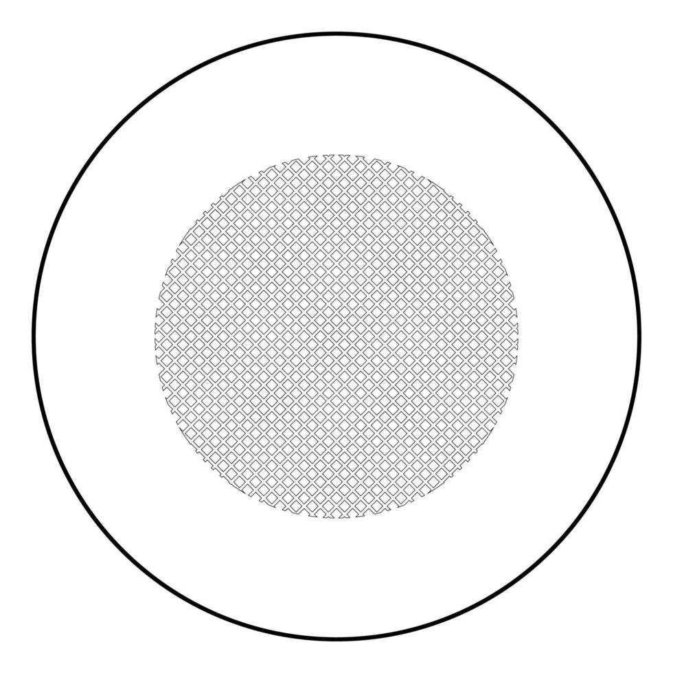 rundes Filtermaterial-Symbol im Kreis runder Umriss schwarze Farbvektorillustration flaches Bild vektor