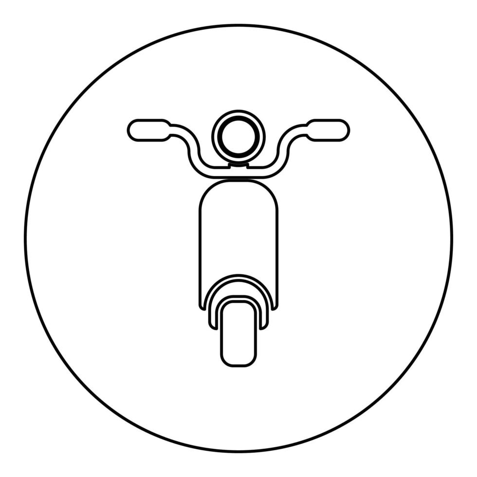 Moped, Roller, Motorrad, Elektrofahrrad, Symbol im Kreis, rund, schwarz, Farbe, Vektor, Abbildung, solide, Umriss, Stil, Bild vektor