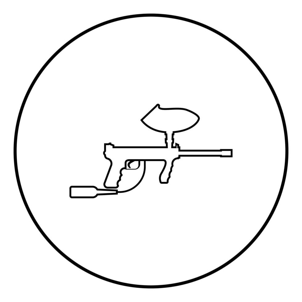 Waffen für Paintball-Symbol schwarze Farbe im Kreis rund vektor