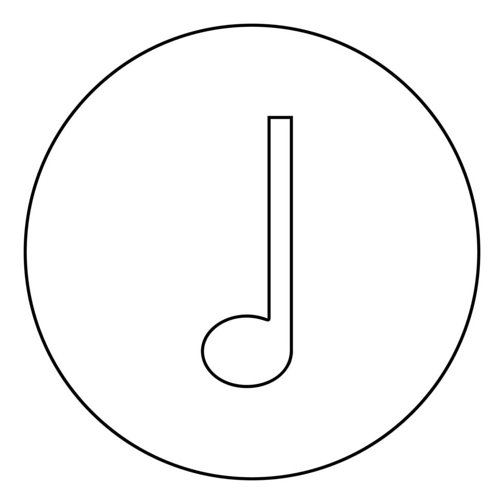 Notera fjärdedel fjärde ikonen i cirkel rund kontur svart färg vektor illustration platt stil bild