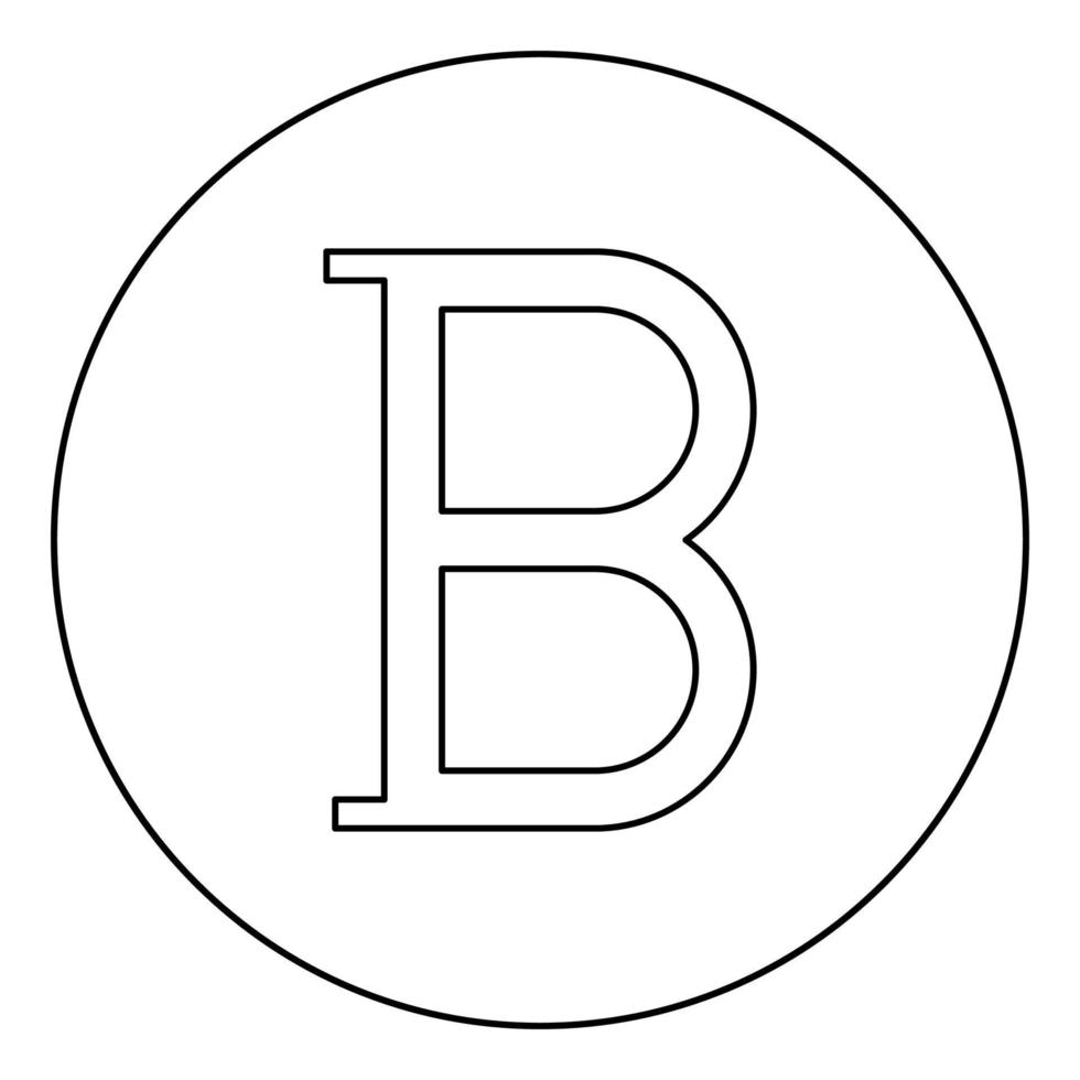 Beta griechisches Symbol Großbuchstabe Großbuchstaben Schriftsymbol im Kreis runder Umriss schwarze Farbe Vektor Illustration Flat Style Image