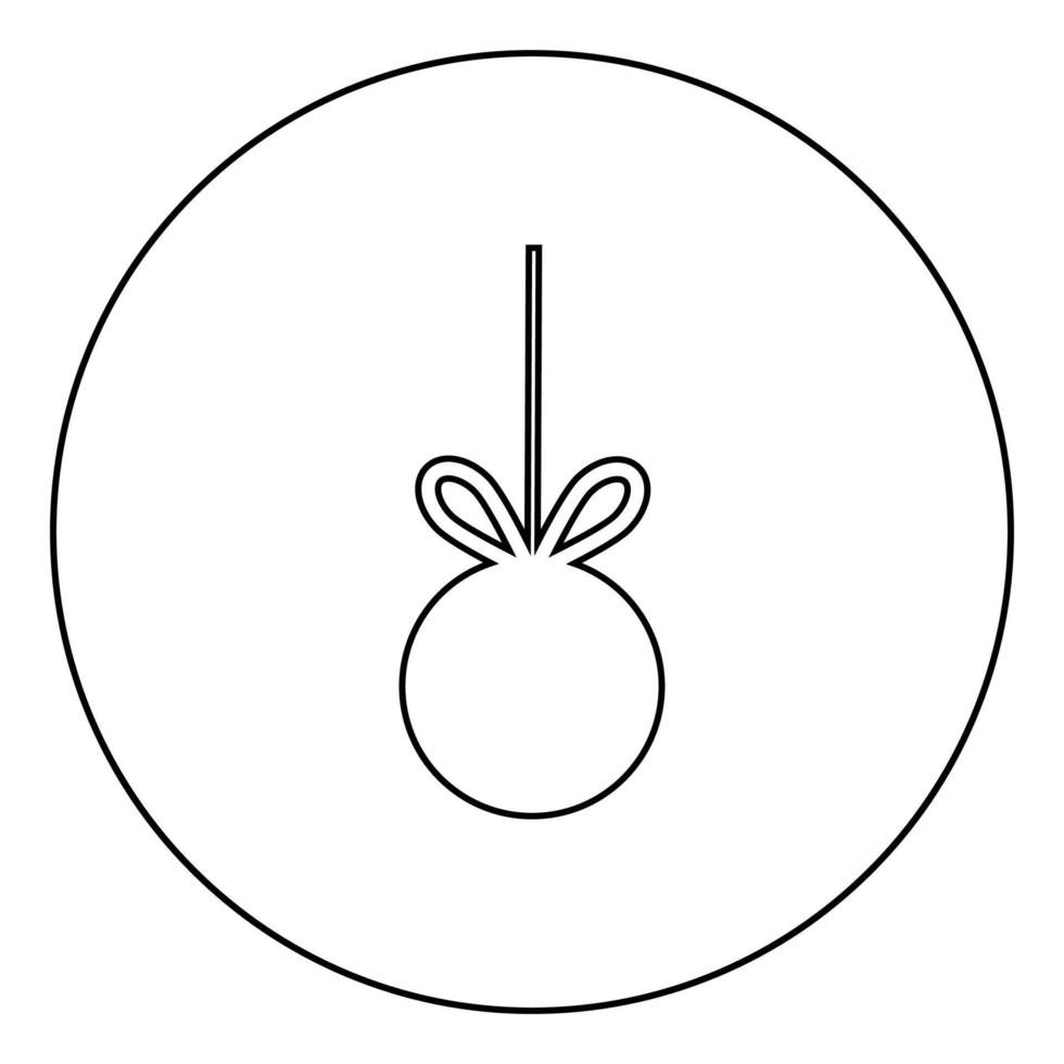 Weihnachtsbaumkugel mit Schleife für die Werbung für das große Verkaufskonzept-Symbol im flachen Stilbild des Kreises runder Umriss schwarze Farbvektorillustration vektor
