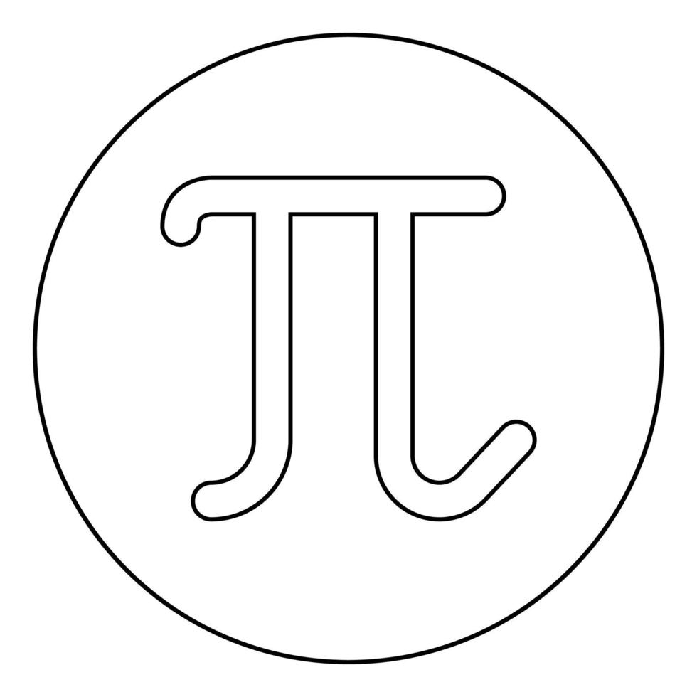 pi grekisk symbol liten bokstav gemener teckensnitt ikon i cirkel rund kontur svart färg vektor illustration platt stil bild