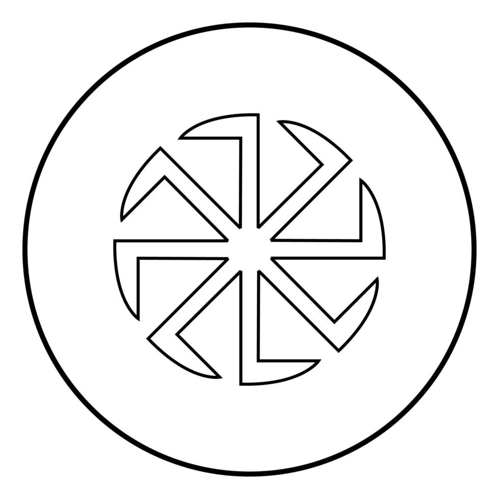 slaviska slavonis symbol kolovrat tecken sol ikon svart färg vektor illustration enkel bild