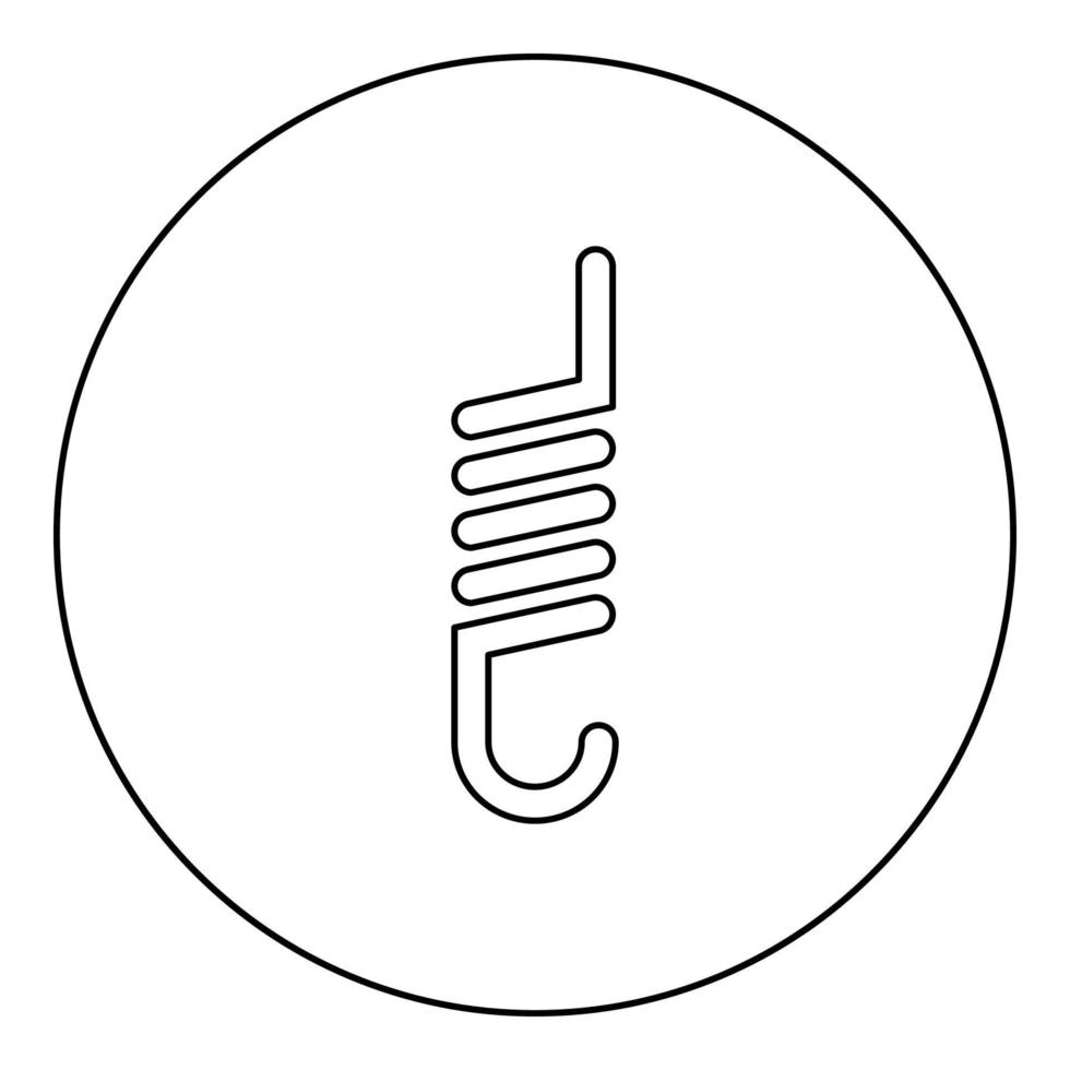 Feder mit gehäkelter Spiralform-Symbol im Kreis rund um schwarze Farbvektorillustration solides Umriss-Stilbild vektor