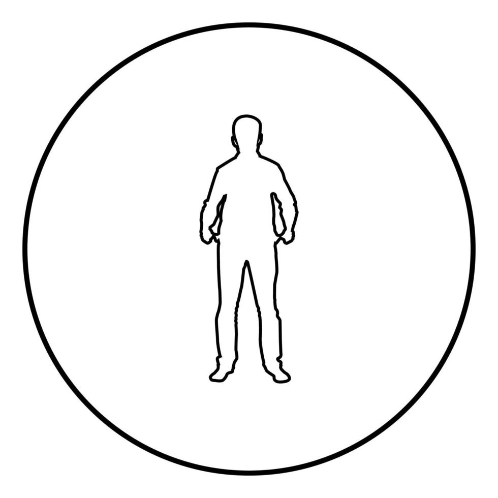 man tog ut sina tomma fickor affärsman har inte pengar siluett koncept ikon svart färg illustration i cirkel rund vektor