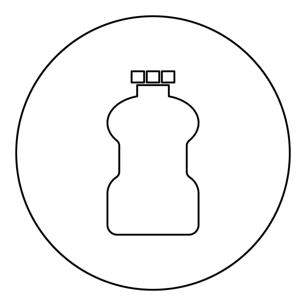 Plastikflasche Reinigungsmittel Symbol im Kreis rund schwarz Farbe Vektor Illustration solide Umriss Stil Bild