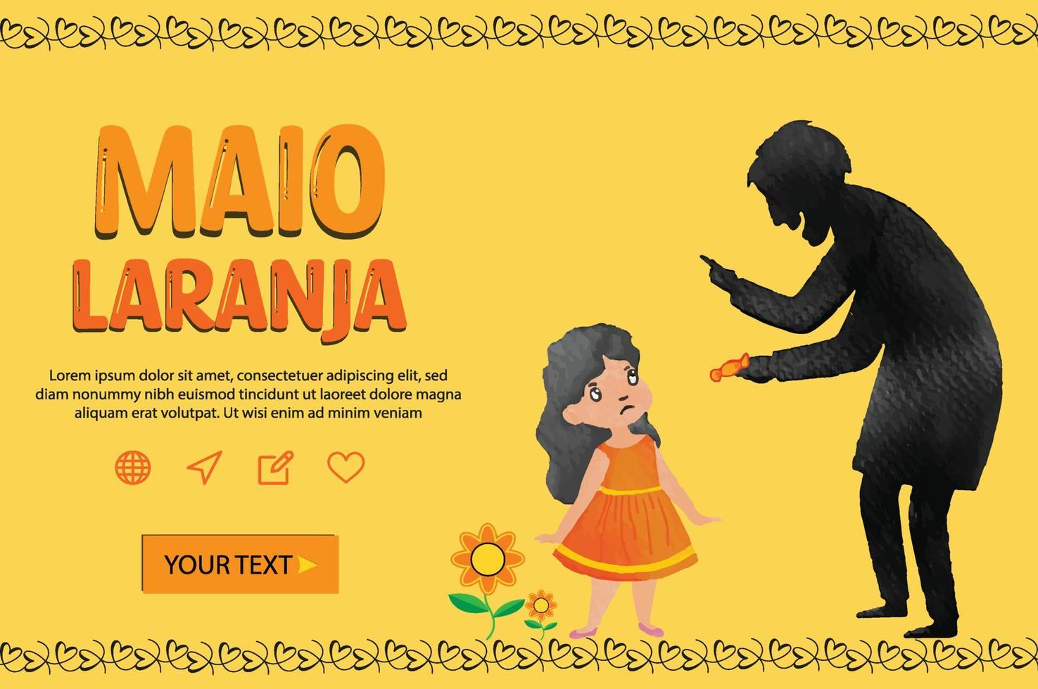 Maio Laranja Social Media Poster, Banner, Hintergrund-Kampf gegen Kindesmissbrauch und Ausbeutung. Der Monat Mai ist als Orangenmai bekannt vektor