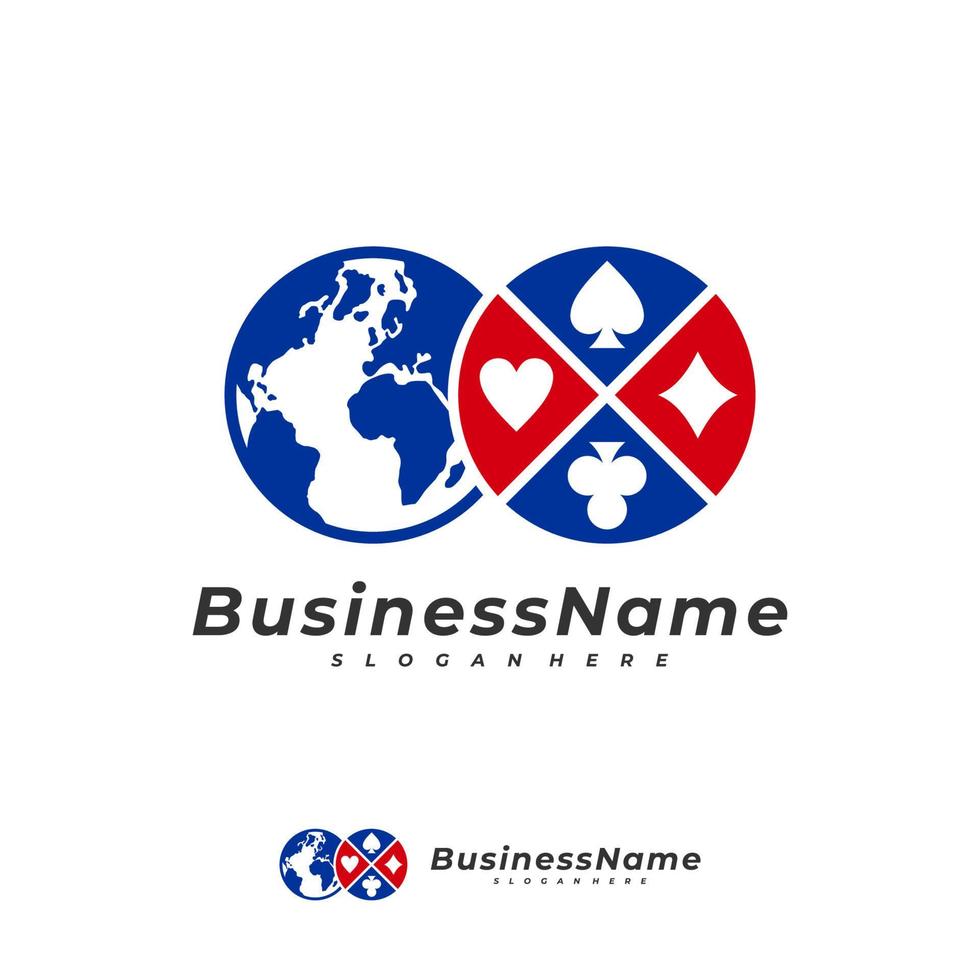 poker världen logotyp vektor mall, kreativa domino logotyp designkoncept
