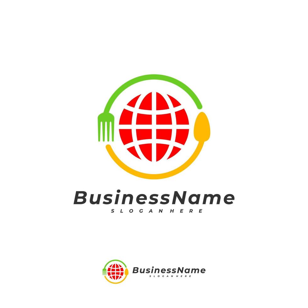 World Food-Logo-Vektorvorlage, kreative Welt-Logo-Design-Konzepte vektor