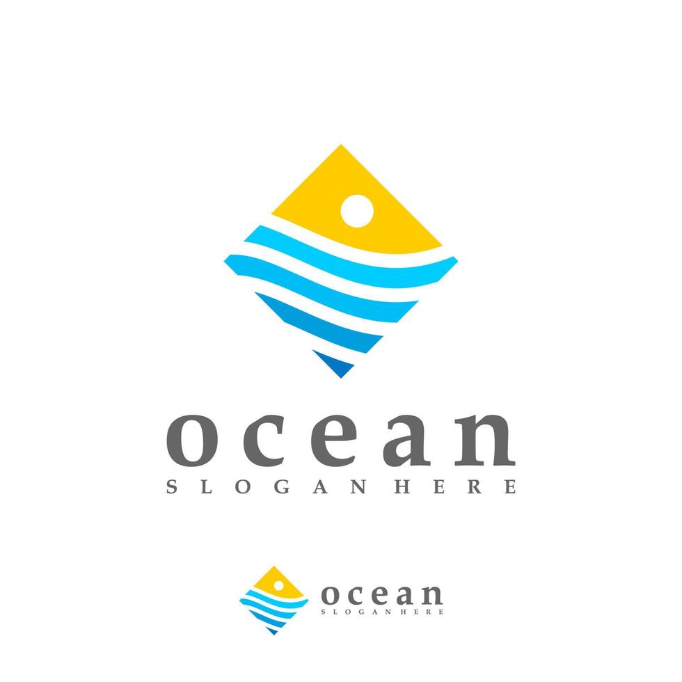 ocean wave logotyp vektor mall, kreativa vatten våg logotyp designkoncept