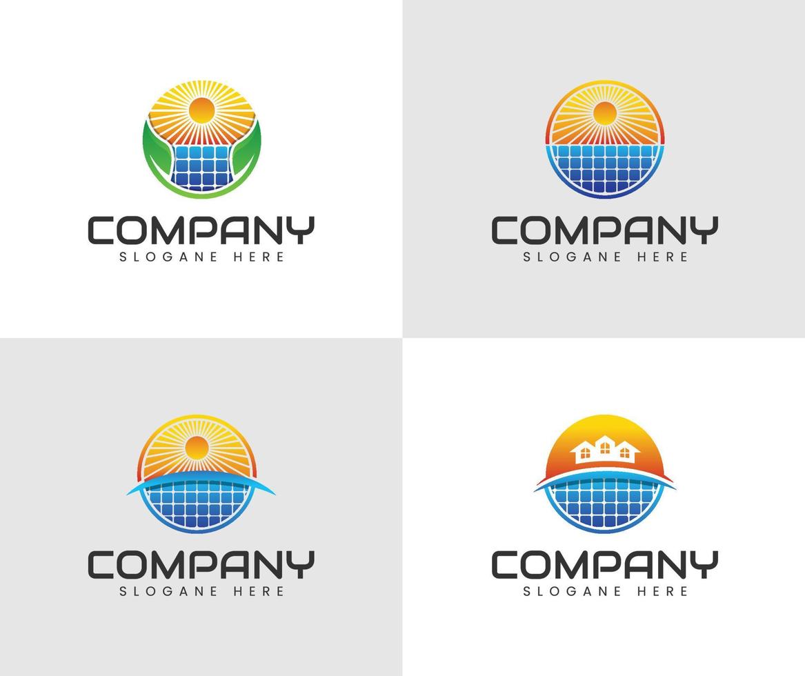 Reihe von Logo-Designs für Solarenergie vektor