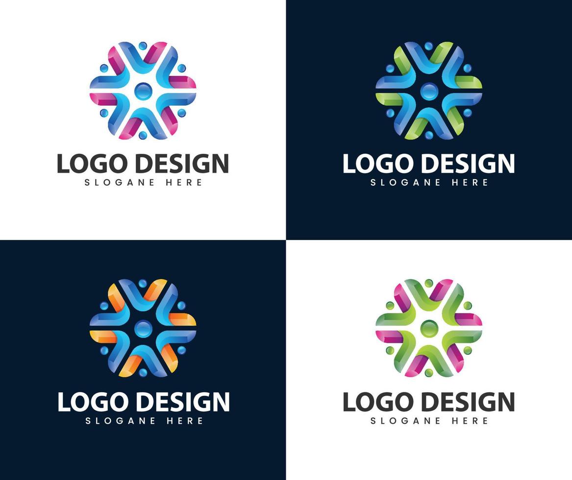 abstrakt affärsmän gemenskap logotypdesign vektor