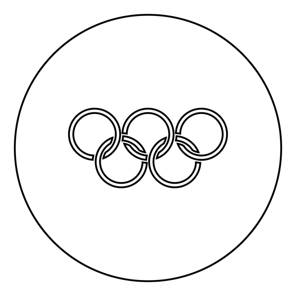 olympische ringe fünf olympische ringe symbol im kreis runder umriss schwarze farbvektorillustration flaches stilbild vektor