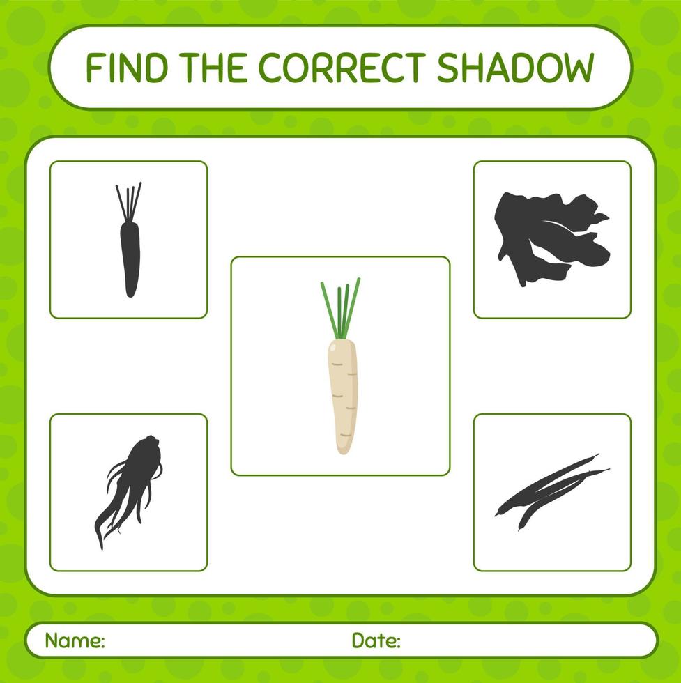 hitta rätt skuggspel med hamburgpersilja. arbetsblad för förskolebarn, aktivitetsblad för barn vektor