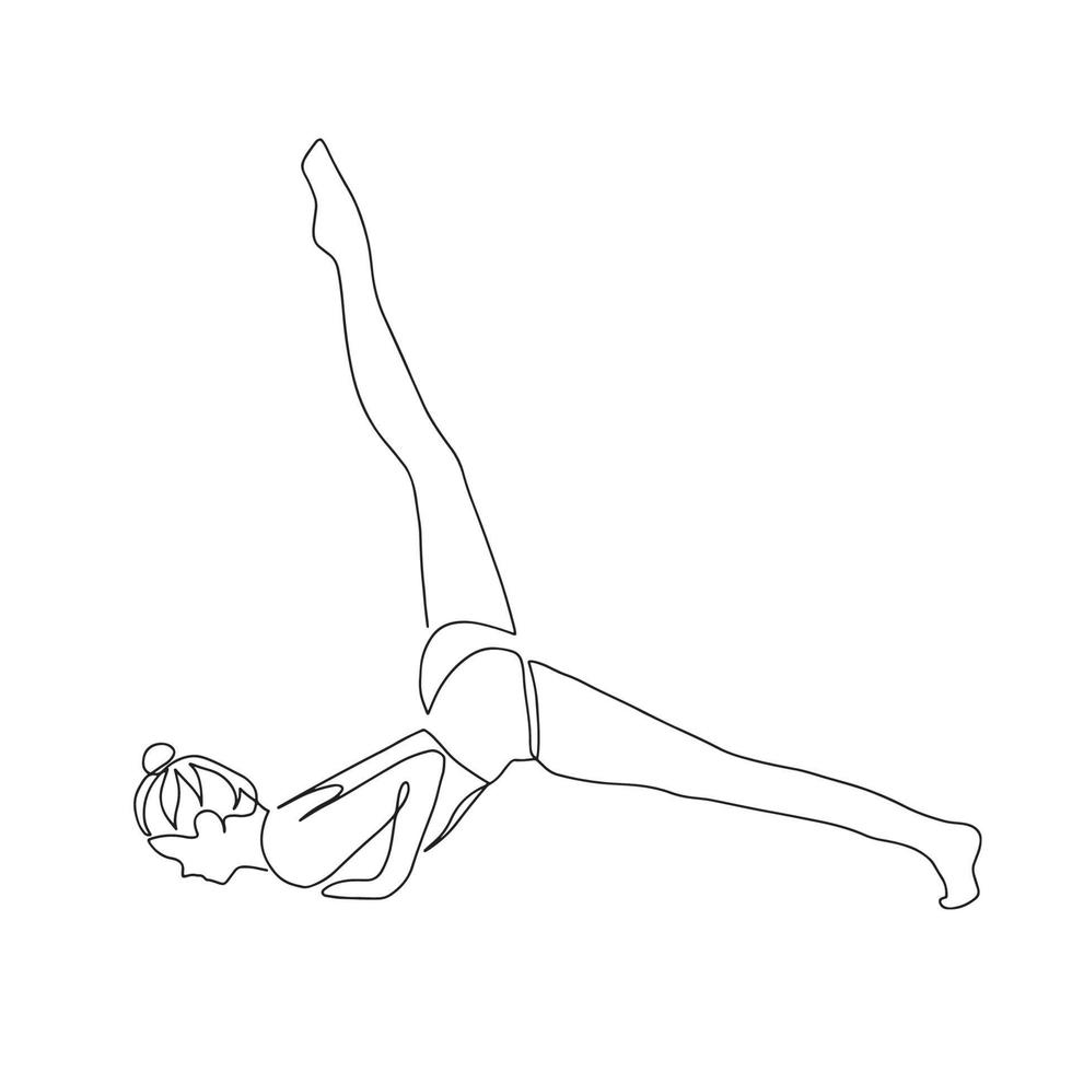 Kontinuierliche Linienzeichnung der Fitness-Yoga-Konzeptvektor-Gesundheitsillustration einer Frau. Es ist internationaler Tag des Yoga. vektor