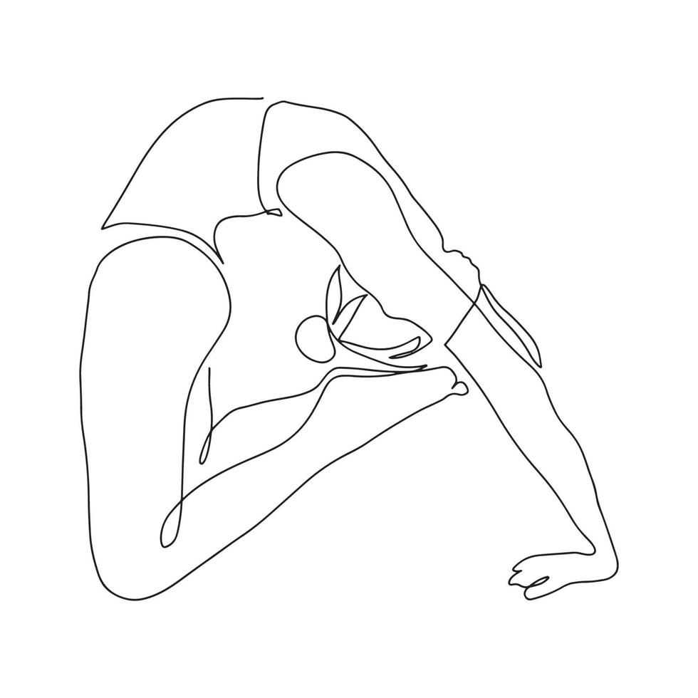 kontinuerlig linjeritning av en kvinnas fitness yoga koncept vektor hälsa illustration. det är internationella yogadagen.