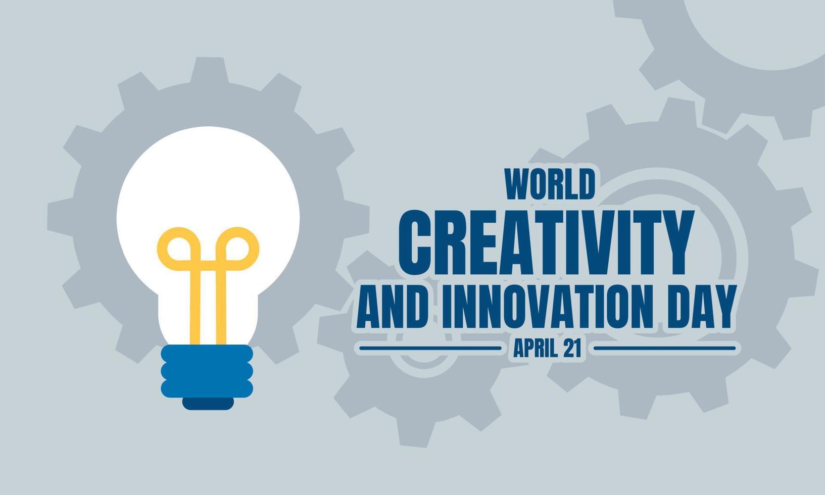 vektorillustration av ett huvud med en glödlampa och kugge, som en banderoll, affisch eller mall på världens kreativitets- och innovationsdag. vektor