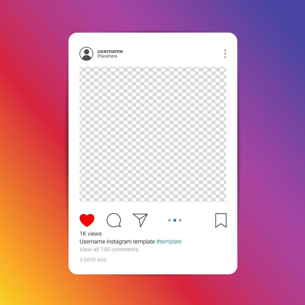 Instagram-Post-Vorlagensatz. isolierter Instagram-Fotorahmen auf abstraktem Hintergrund vektor