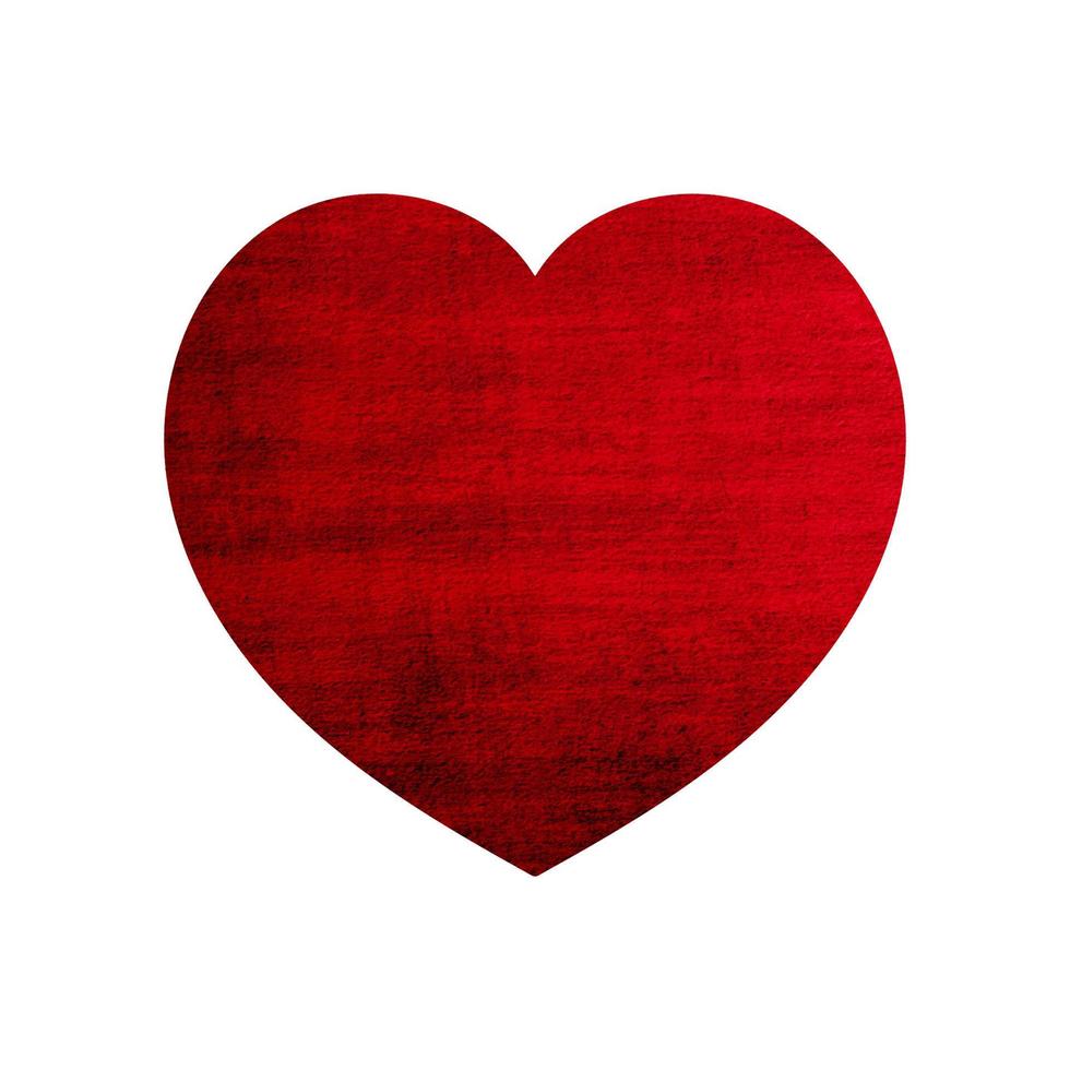 rotes Herz mit Grunge-Stil Textur, Herz-Symbol Vintage-Design isoliert auf weißem Hintergrund, Vektor-Illustration vektor