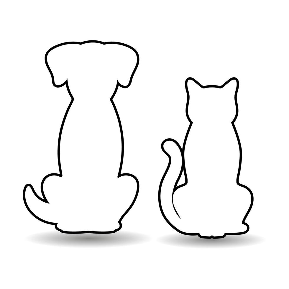 Umriss von Silhouetten eines Hundes und einer Katze vektor