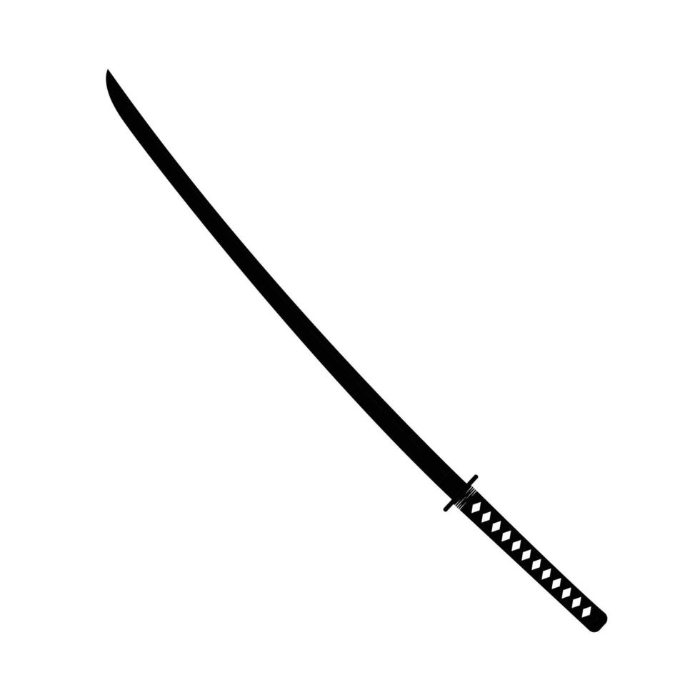 Katana-Schwarz-Weiß-Symbol. Silhouette-Design-Element auf isoliertem weißem Hintergrund vektor