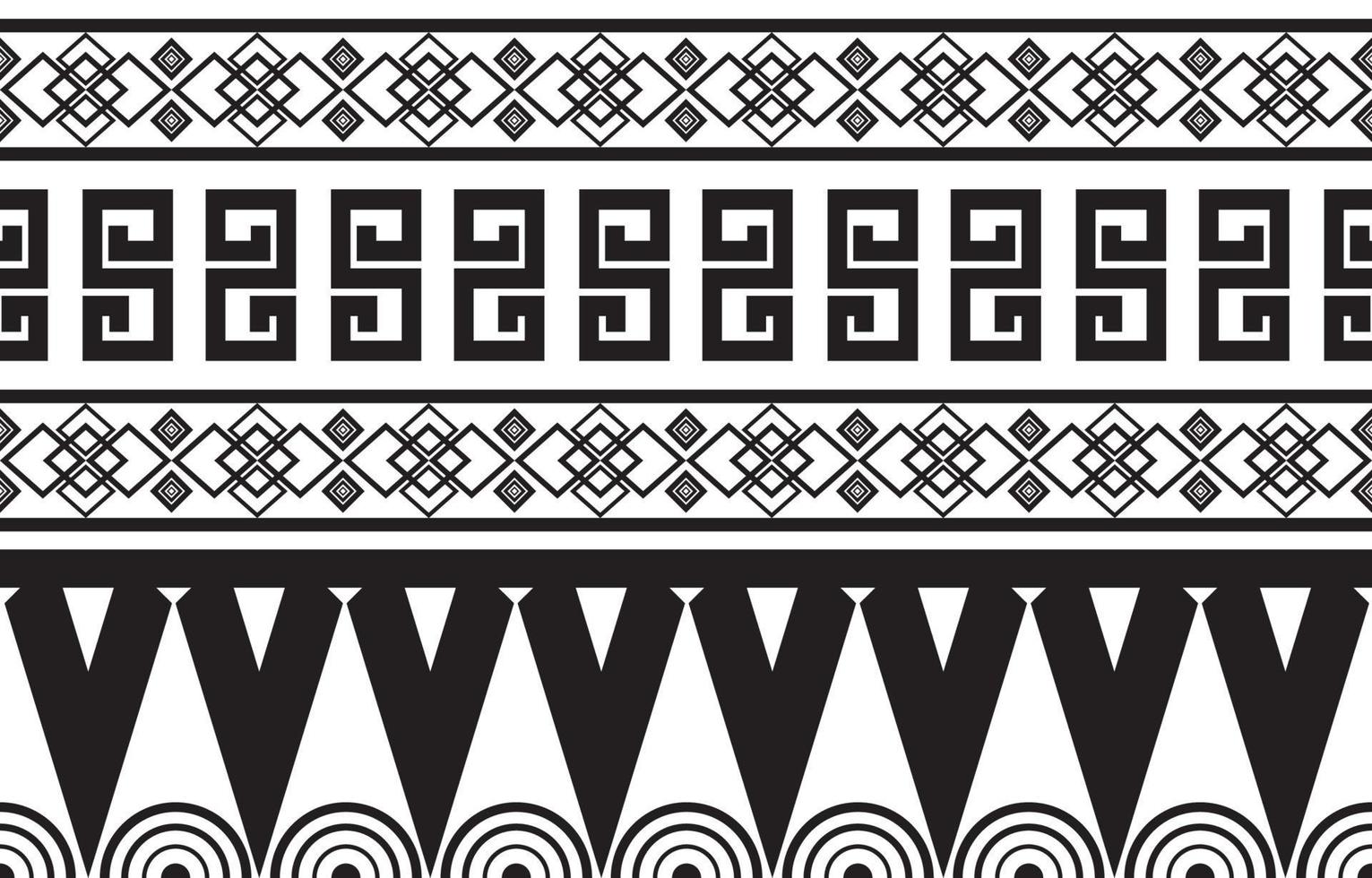 stammes-schwarz-weißes abstraktes ethnisches geometrisches musterdesign für hintergrund oder tapete.vektorillustration zum druck von stoffmustern, teppichen, hemden, kostümen, turban, hüten, vorhängen. vektor