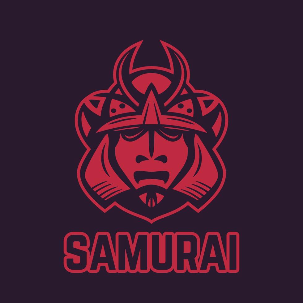 Samurai-Helm, japanische Gesichtsrüstung, die von den Samurai-Kriegern getragen wird, japanische traditionelle Kampfmaske, Vektorillustration vektor