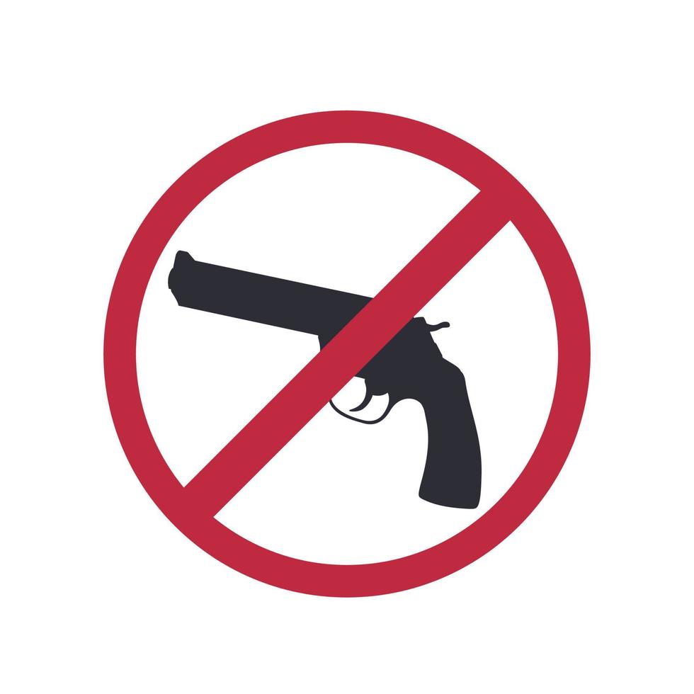 inga vapen tillåtna, inga vapenskyltar med revolver, pistolsilhuett, vektorillustration vektor
