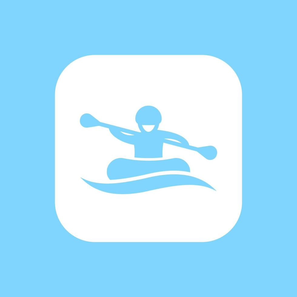 Rafting-Symbol, Mann im Boot, Ruderer, Rudern, Rafting-Tour-Schild, isoliertes Symbol, Vektorillustration vektor