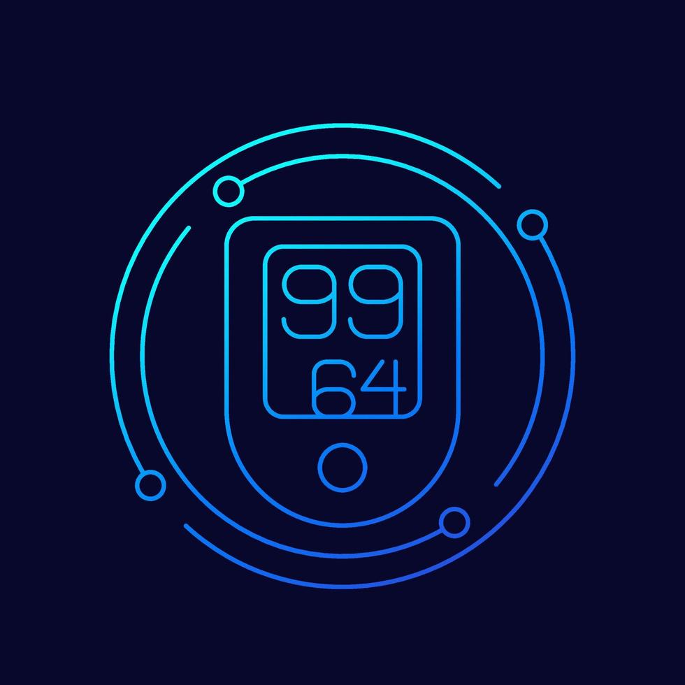 oximeter linje ikon, syremättnadstest, vektor