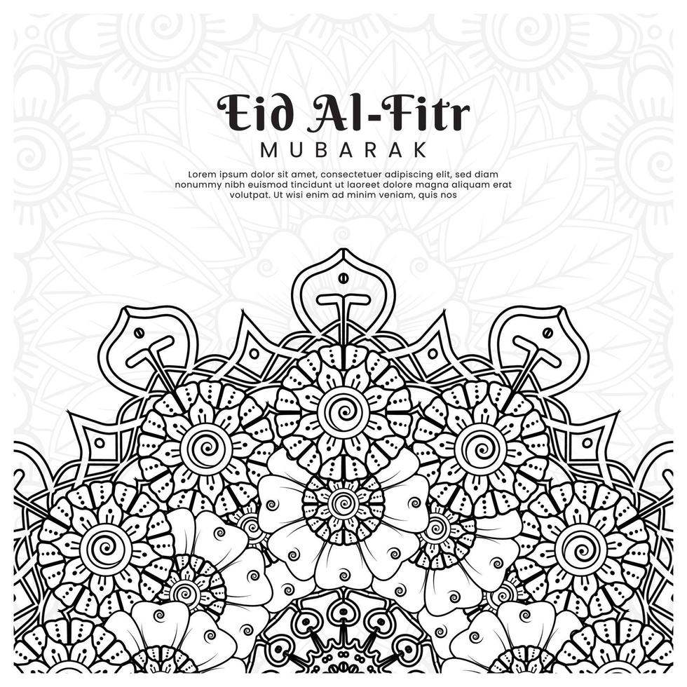 eid al-fitr mit mehndi-blumenhintergrund. abstrakte Darstellung vektor