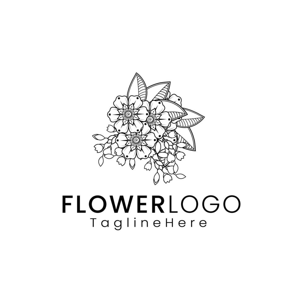 linjekonst skönhet blomma logotyp. inspirationslogodesign. mall vektor illustration. isolerad på vit bakgrund