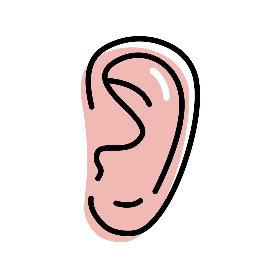 Symbol für die Ohrfarbe. menschlicher Teil des Kopfes. Konzept des Zuhörens, Hörens. Vektor-Illustration vektor