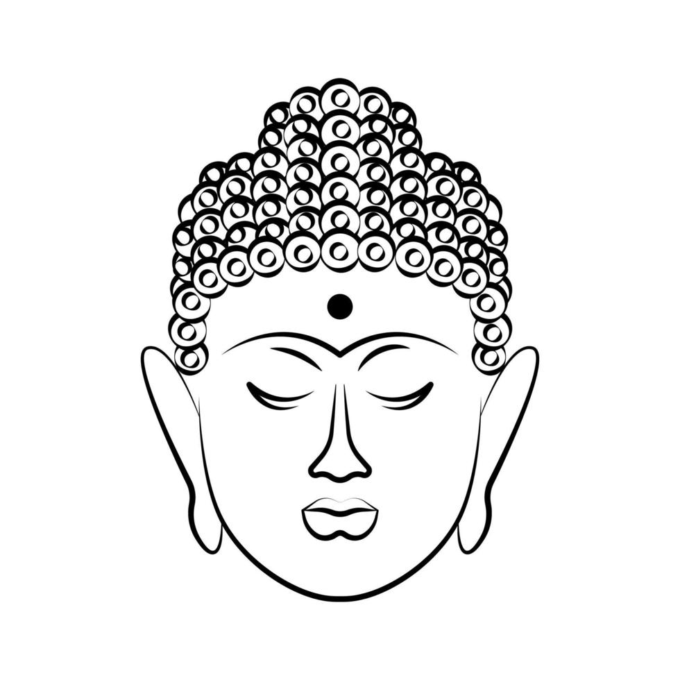 buddha ansikte. linjekonstdesign. religion lugn balans. vektor illustration på vit bakgrund