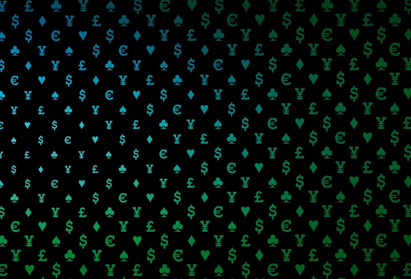 dunkelblaue, grüne Vektorvorlage mit Pokersymbolen. vektor