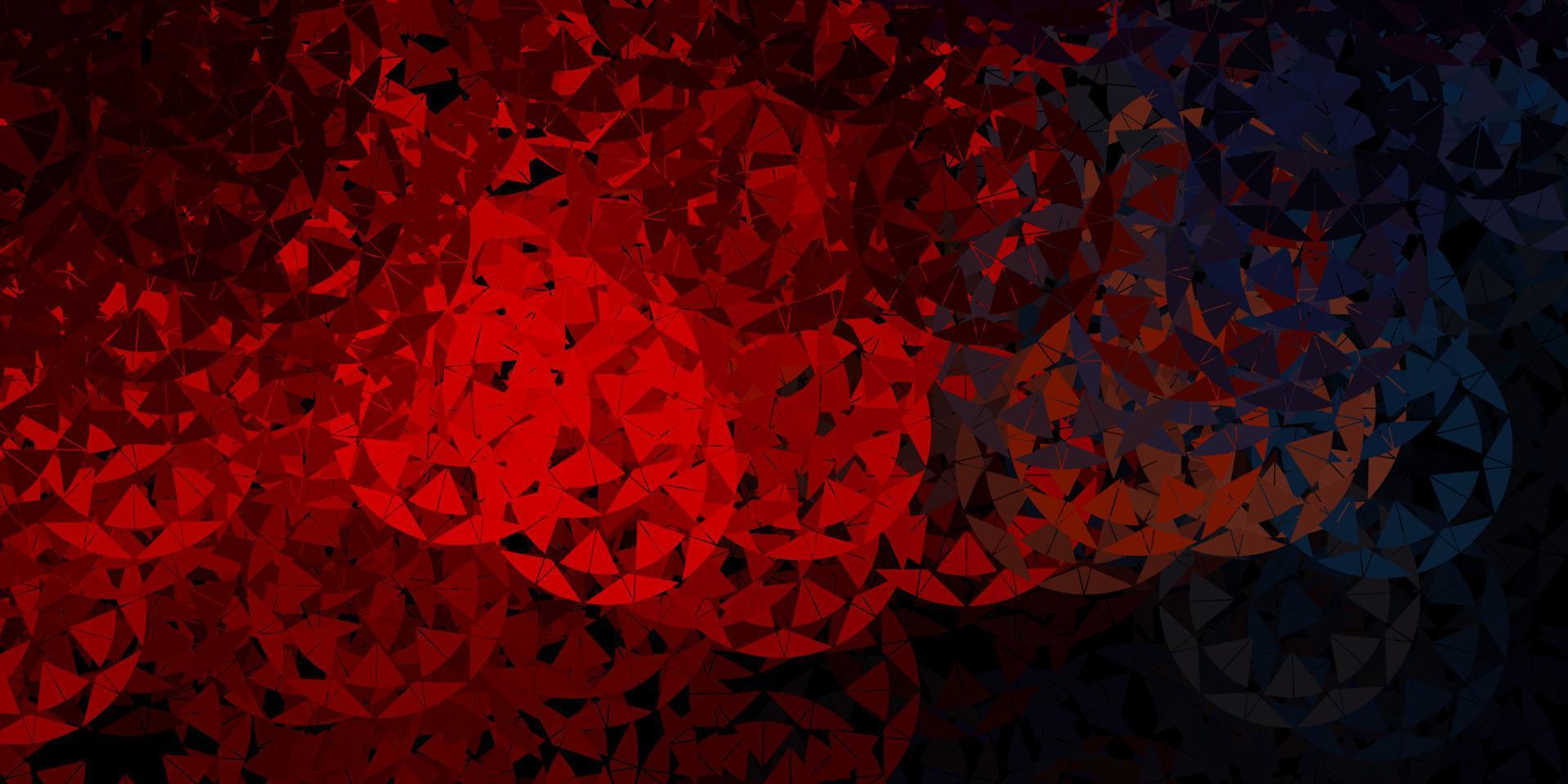 dunkelblauer, roter Vektorhintergrund mit Dreiecken, Linien. vektor