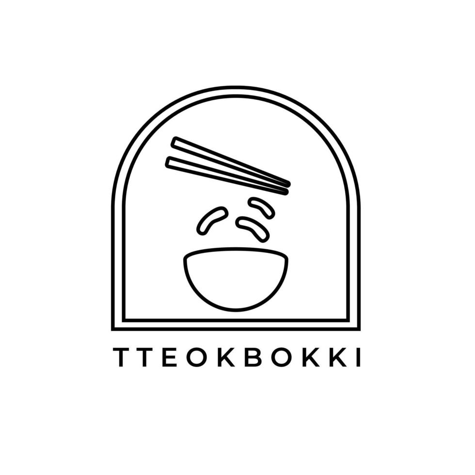 enkel illustration logotyp svart och vitt tteokbokki hus vektor