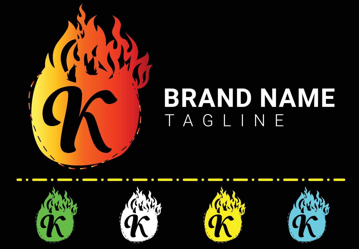 Feuer-K-Brief-Logo und Symbol-Design-Vorlage vektor