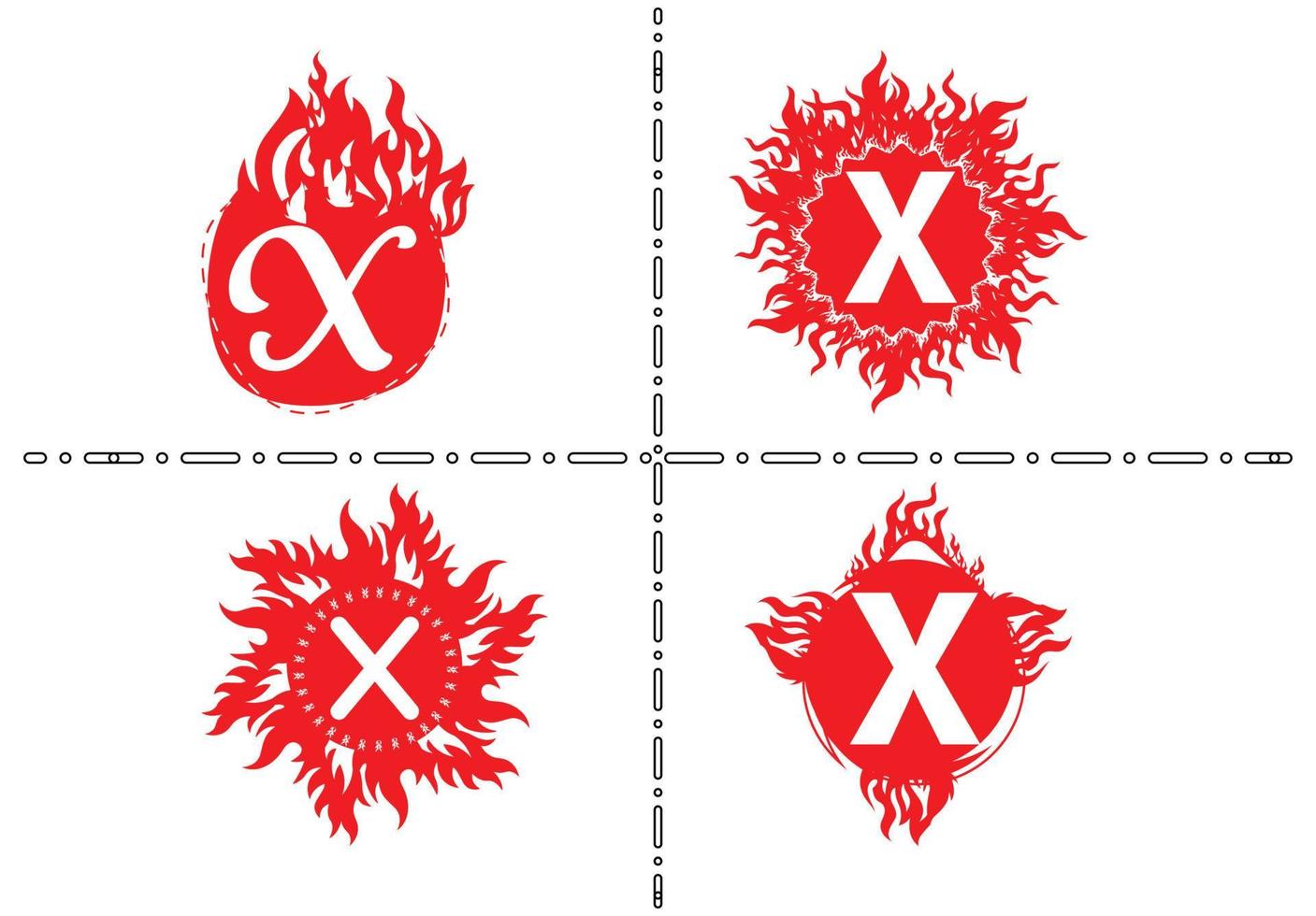 Feuer x Brieflogo und Icon-Design-Vorlage vektor