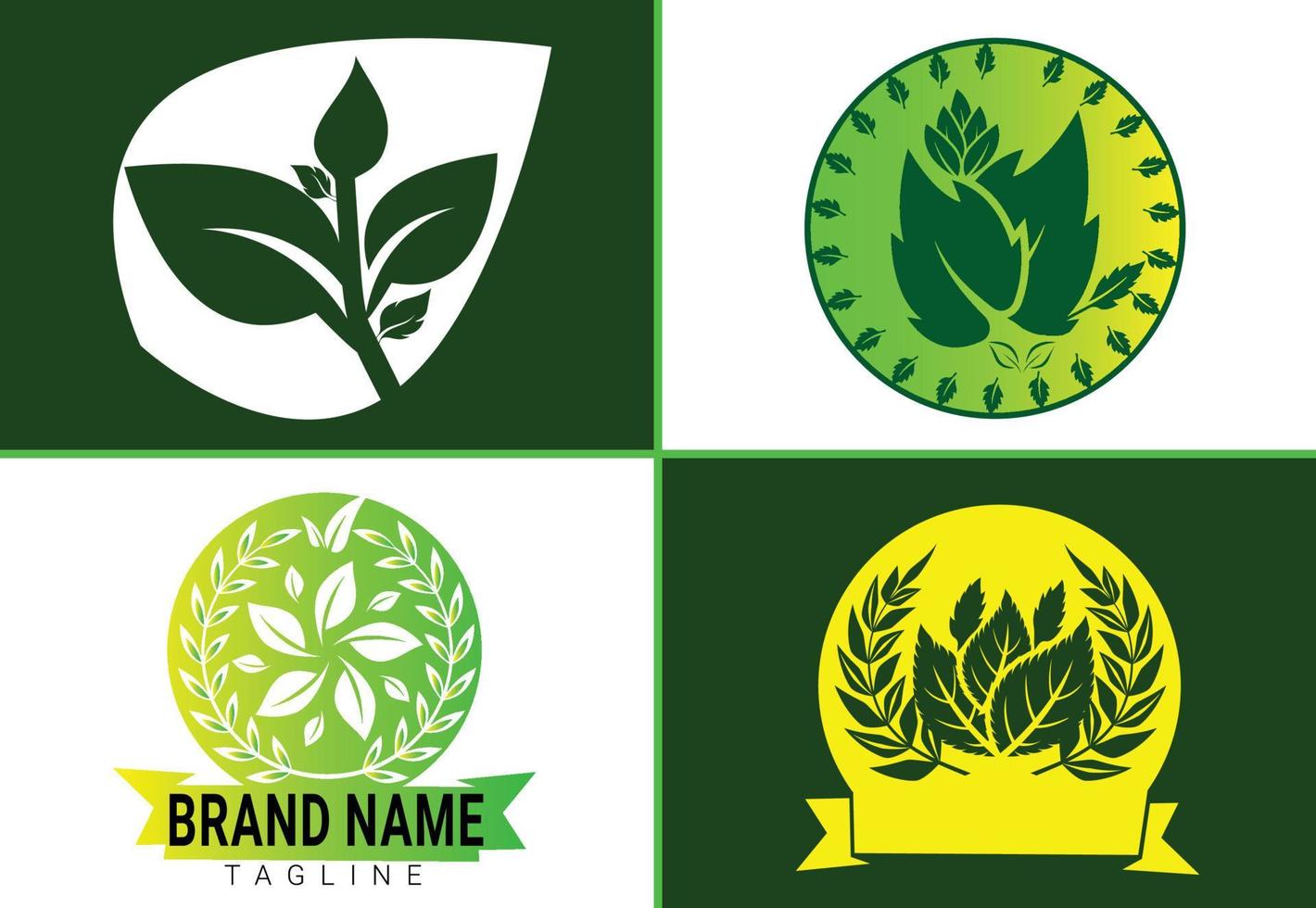 kreativa gröna blad logotyp och ikon designmall vektor