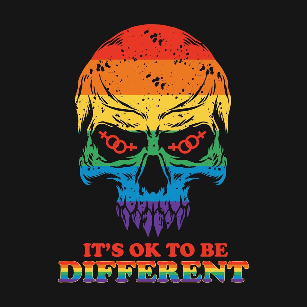 skull pride rainbow vintage vektor premium t-shirt