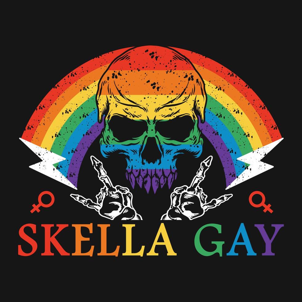 skull pride rainbow vintage vektor premium t-shirt